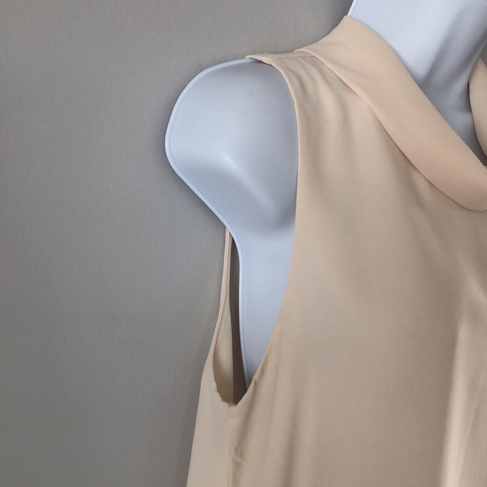 𝅺Monteau Cowl Neck Sleeveless Blouse Size M Flowy Neutral Cream Business Casual - Picture 2 of 11